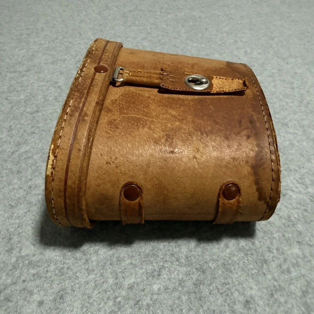 Vintage Binocular Prop Case Brown Leather Red Velvet Interior Flip Top Case Only